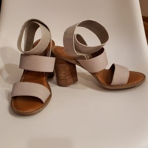 Off white chunky heeled sandals